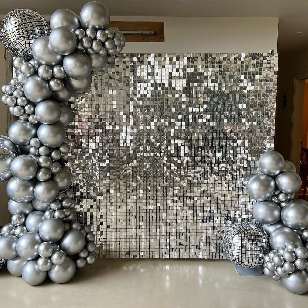 2 by 2m Shimmer Wall Backdrop and Pedestal Cake Stand for Hire - view 3