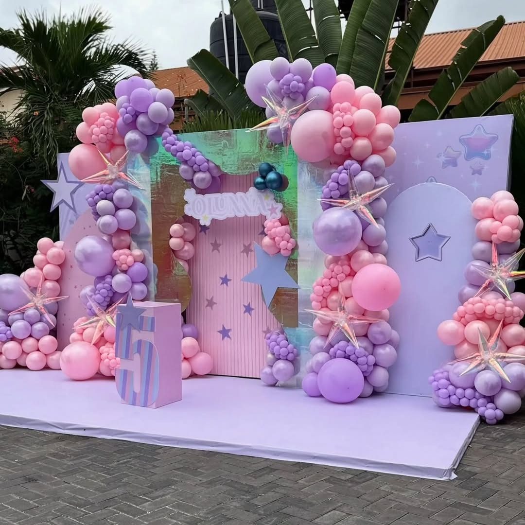 Party Balloons Wall Of Elegance, Triple Door Balloons Backdrop and VIP Stage for Hire for hire — kids party