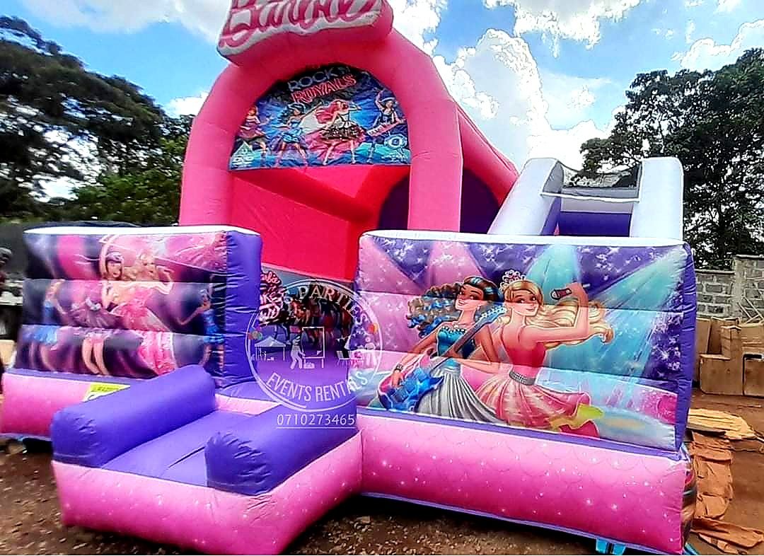 Barbie Theme Bouncing Castle for hire at kids birthday party in Nairobi - view 3