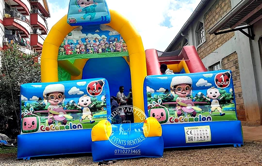 Cocomelon Bouncy House for hire at kids birthday party in Nairobi - view 2