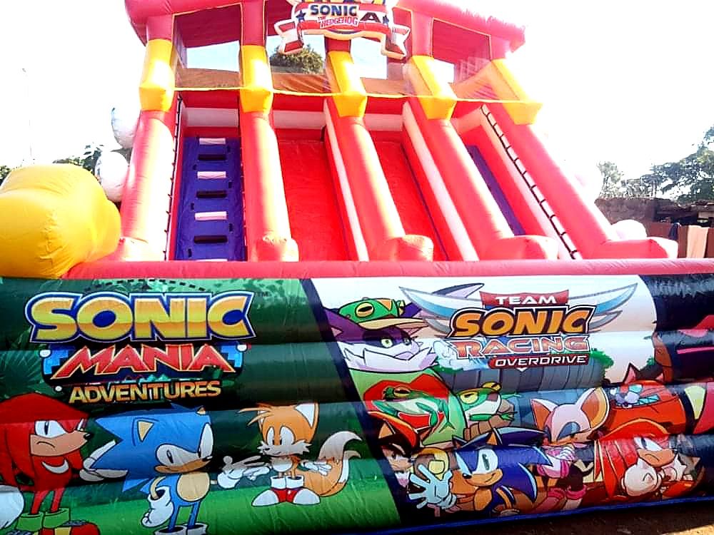 Gigantic Sonic the Hedgehog Bouncy Dry Slide for hire at kids birthday party in Nairobi - view 3
