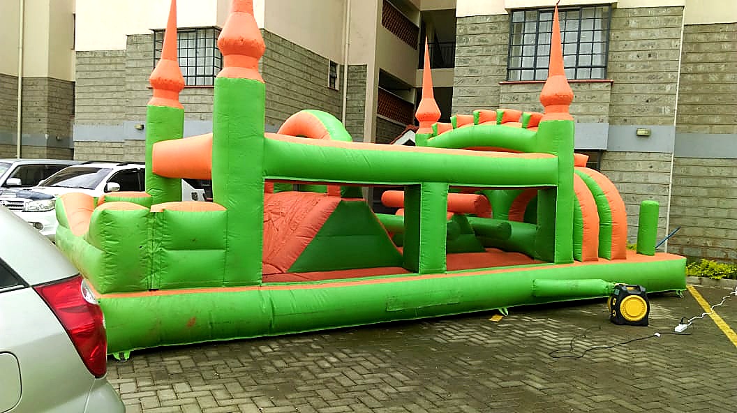 Moonwalk Bouncy House Obstacles Course for hire at kids birthday party in Nairobi - view 2