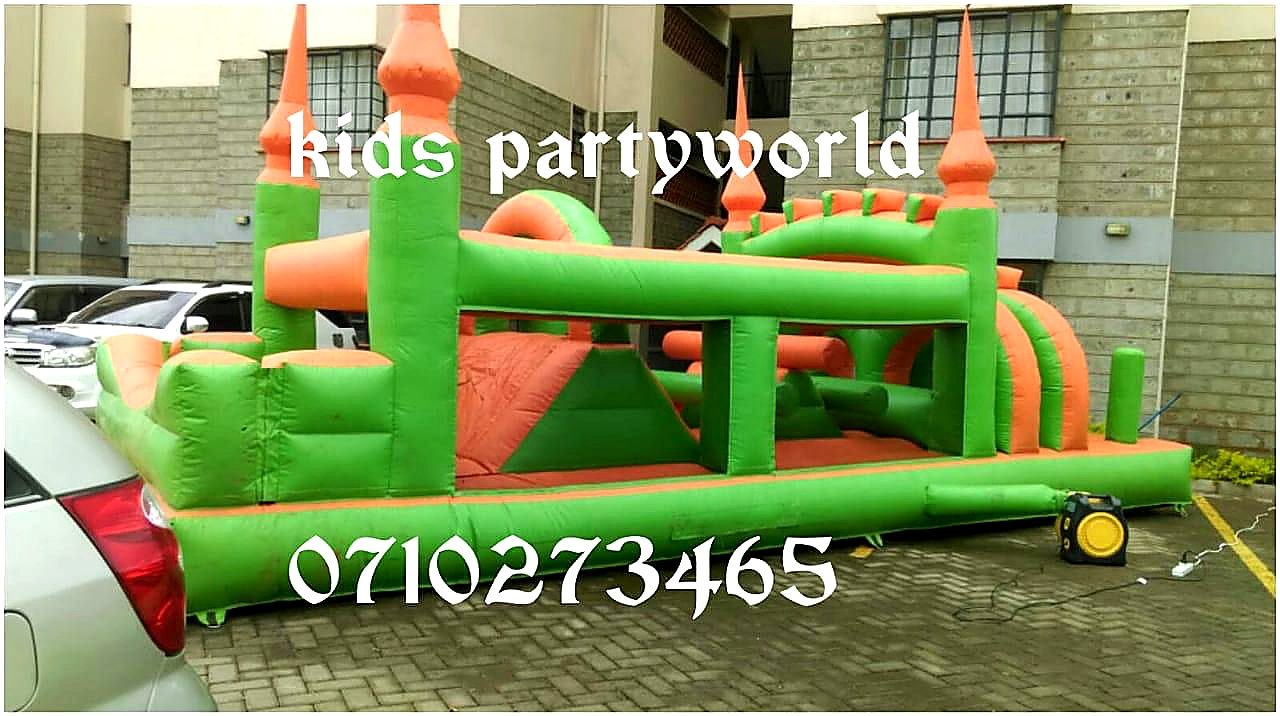 Moonwalk Bouncy House Obstacles Course for hire at kids birthday party in Nairobi