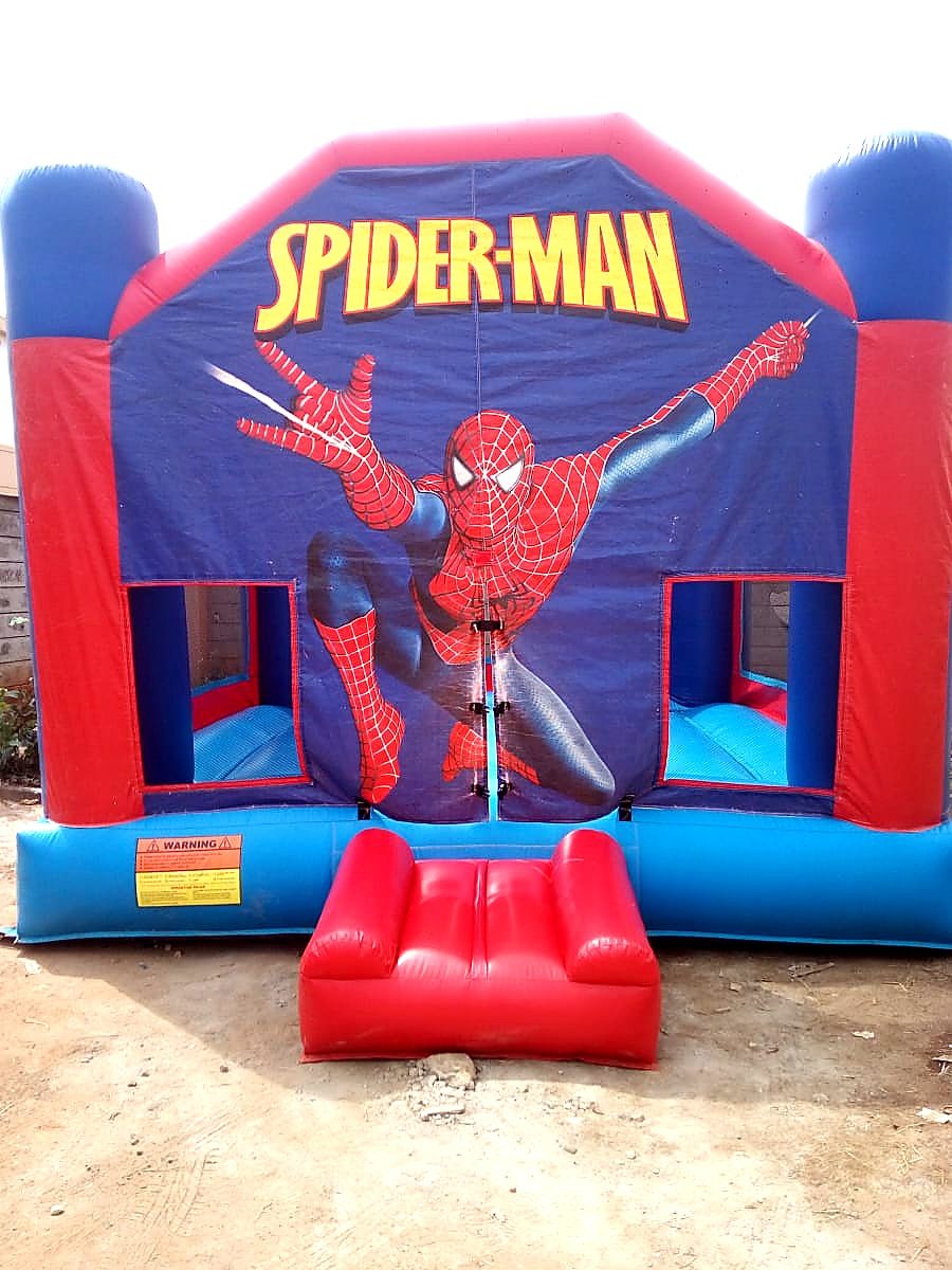 Spiderman Themed Bouncy Castle for hire at kids birthday party in Nairobi - view 2