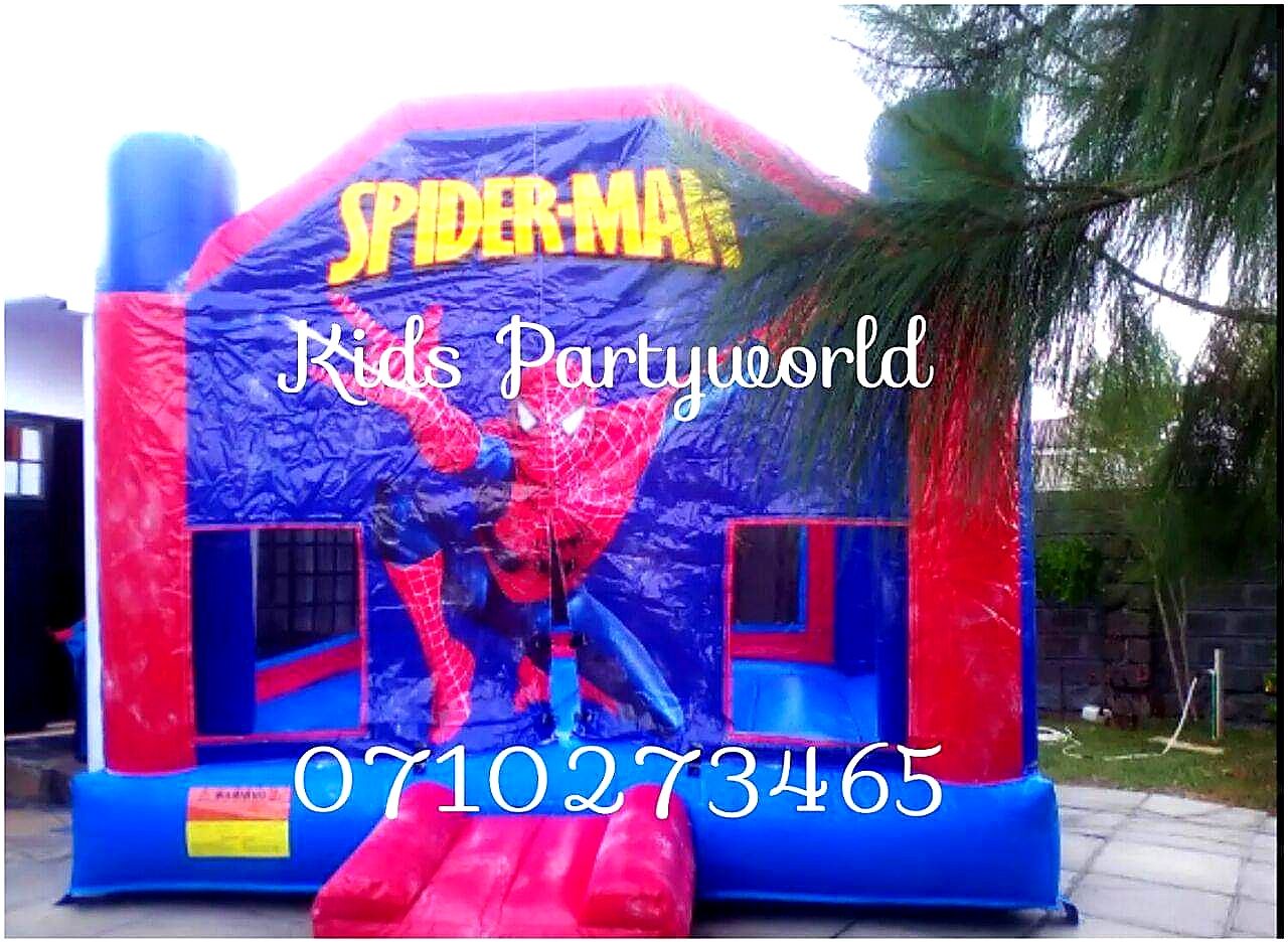 Spiderman Themed Bouncy Castle for hire at kids birthday party in Nairobi