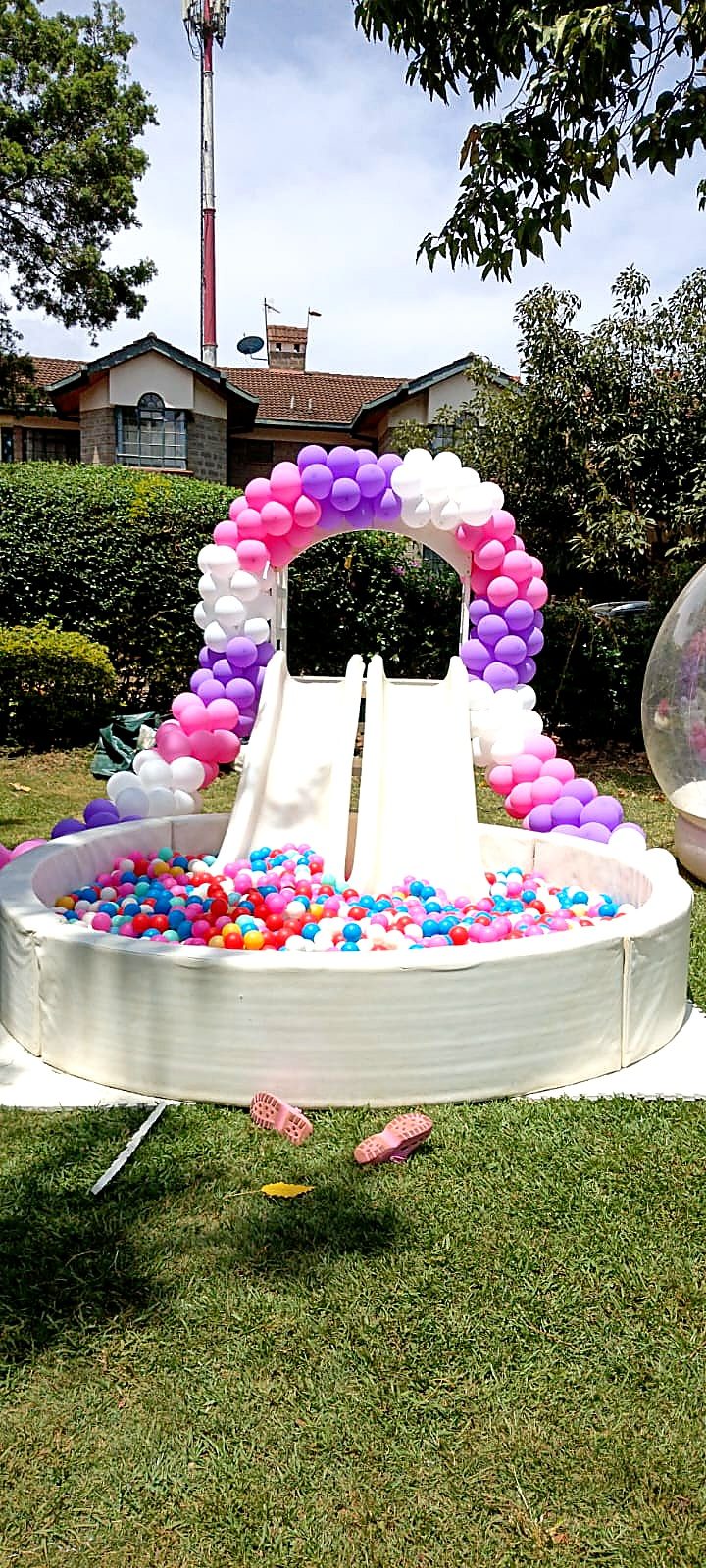 Soft Play Ball Pit with Slide for Hire — dry inflatable slide (no water) for a kids birthday party in Nairobi