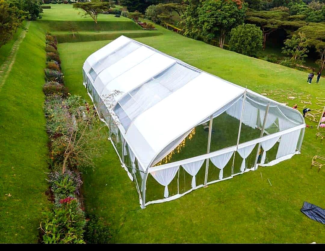 A Frame Miluxe Tent 20x5m Section – 100 Seater shading a kids birthday party in Nairobi - view 2