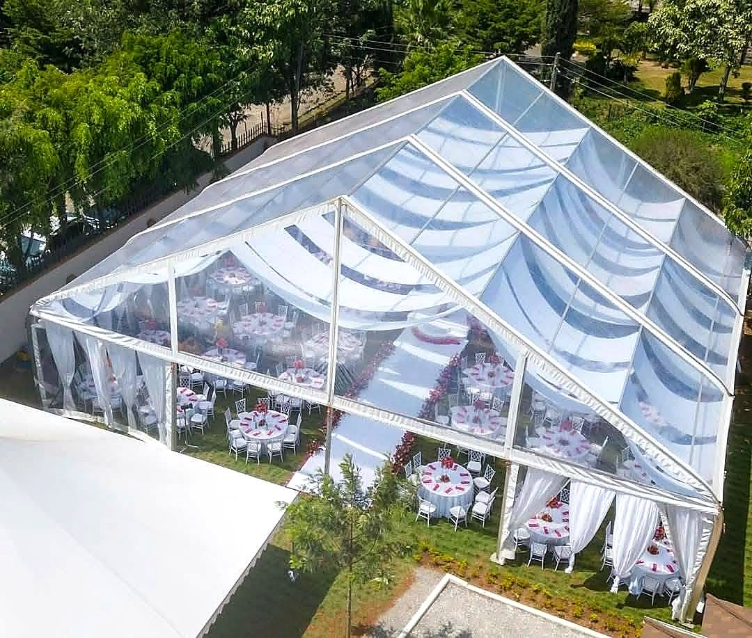 A Frame Miluxe Tent 20x5m Section – 100 Seater shading a kids birthday party in Nairobi - view 3