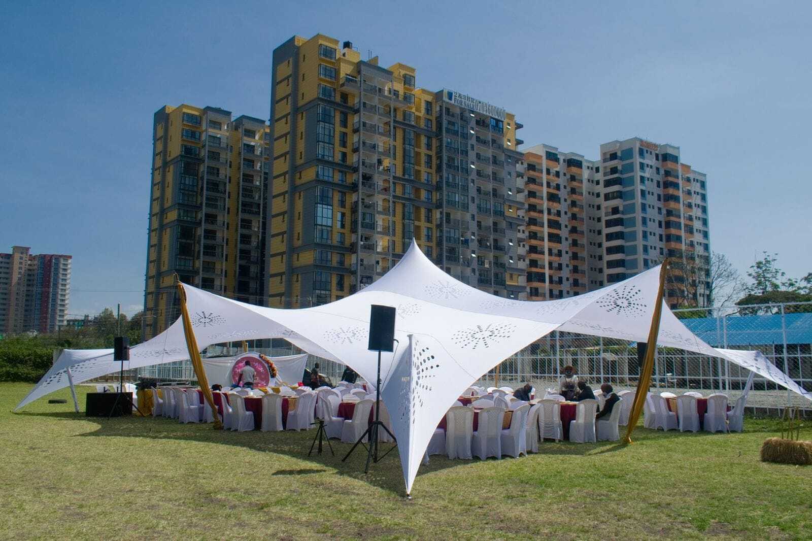 Cheese Tent 12x18m – 200 Seater shading a kids birthday party in Nairobi