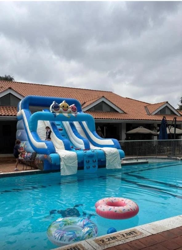 Baby Shark Slide-to-Pool Water Slide for Hire for a kids summer pool party in Nairobi